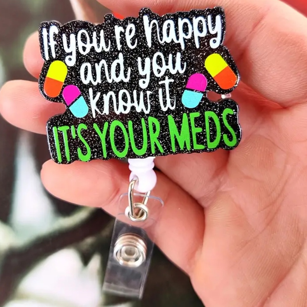 NEW| 1pc Funny Retractable Nurse Lanyard Badge Holder with Glitter
